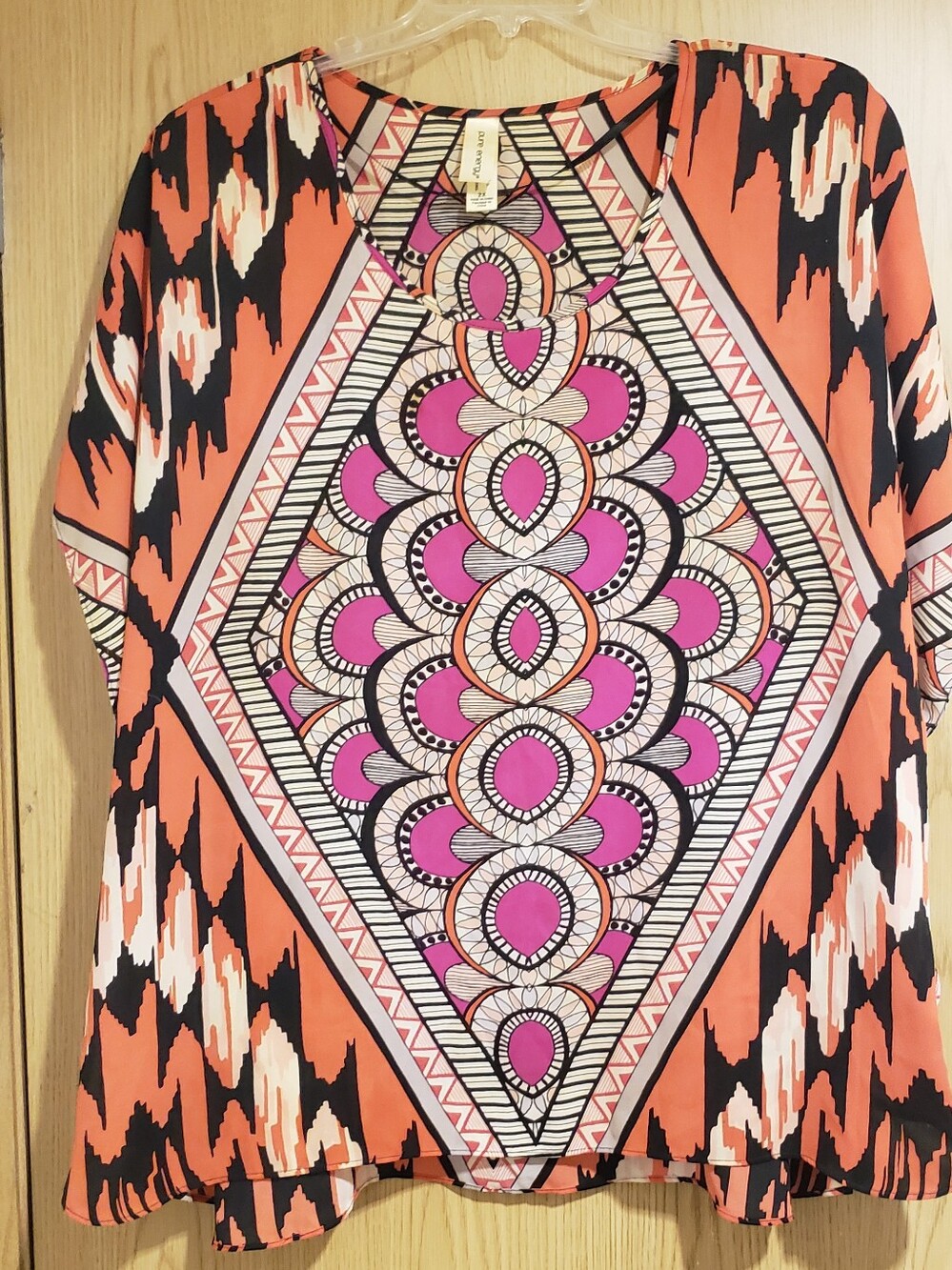 Vibrant Pink & Orange Printed Boho Top
